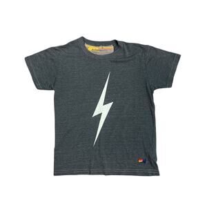 Aviator Nation Kid's 8 Heathered Gray Bolt Short Sleeve T-Shirt EUC